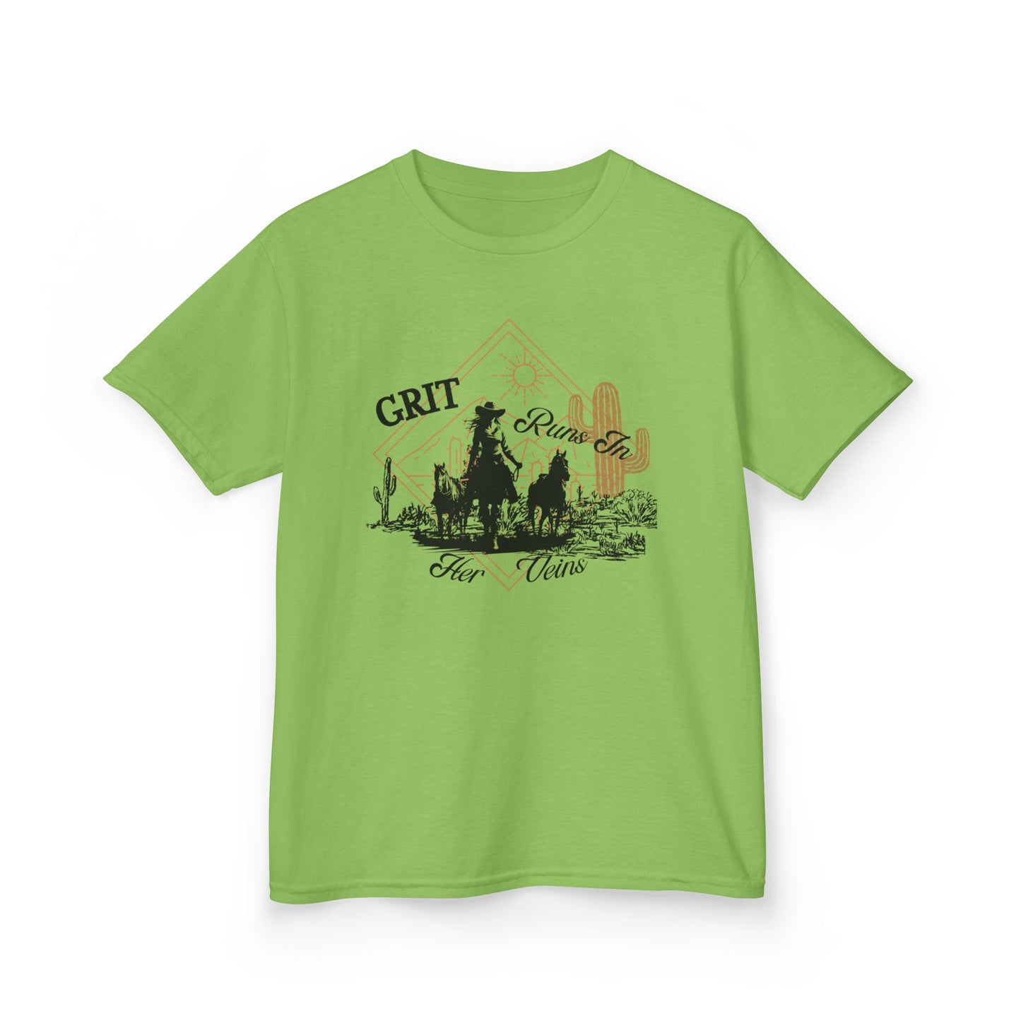 Grit Runs in Her Veins Girls' - Durable Heavy Cotton T