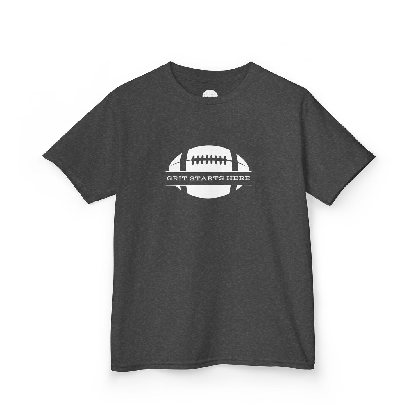 Grit Starts Here Kids Tee - Vibrant Football Design for Young Athletes