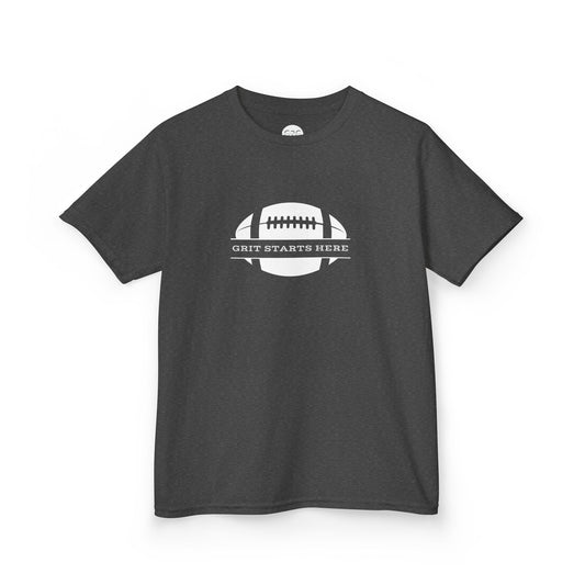 Grit Starts Here Kids Tee - Vibrant Football Design for Young Athletes