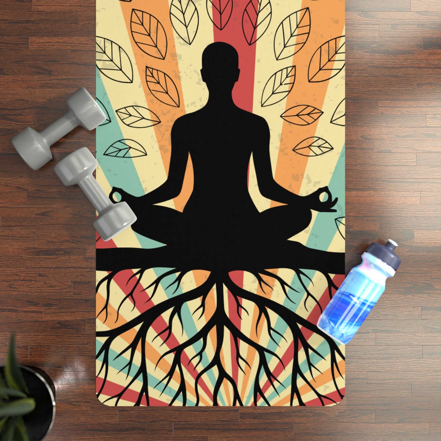Inspirational Rubber Yoga Mat - "Breathe. Grind. Glow."