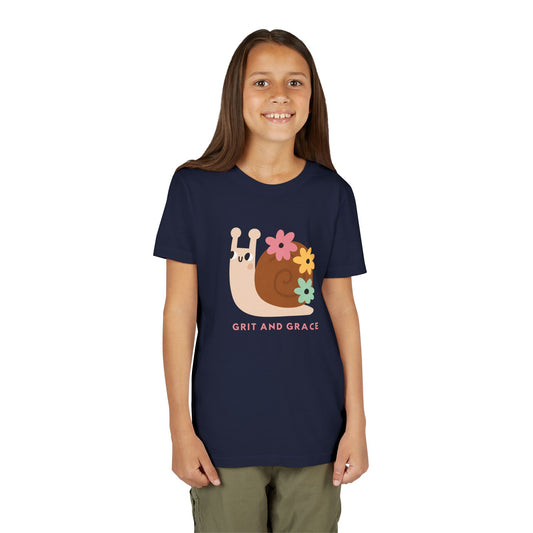 Youth Short Sleeve Tee - Grit and Grace Snail Design