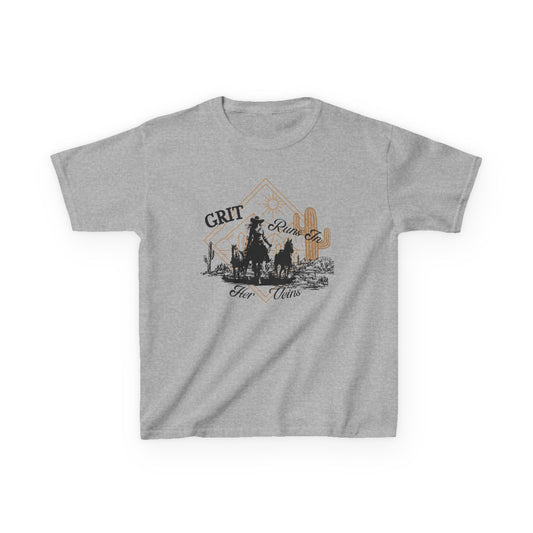 Grit Runs in Her Veins Girls' - Durable Heavy Cotton T