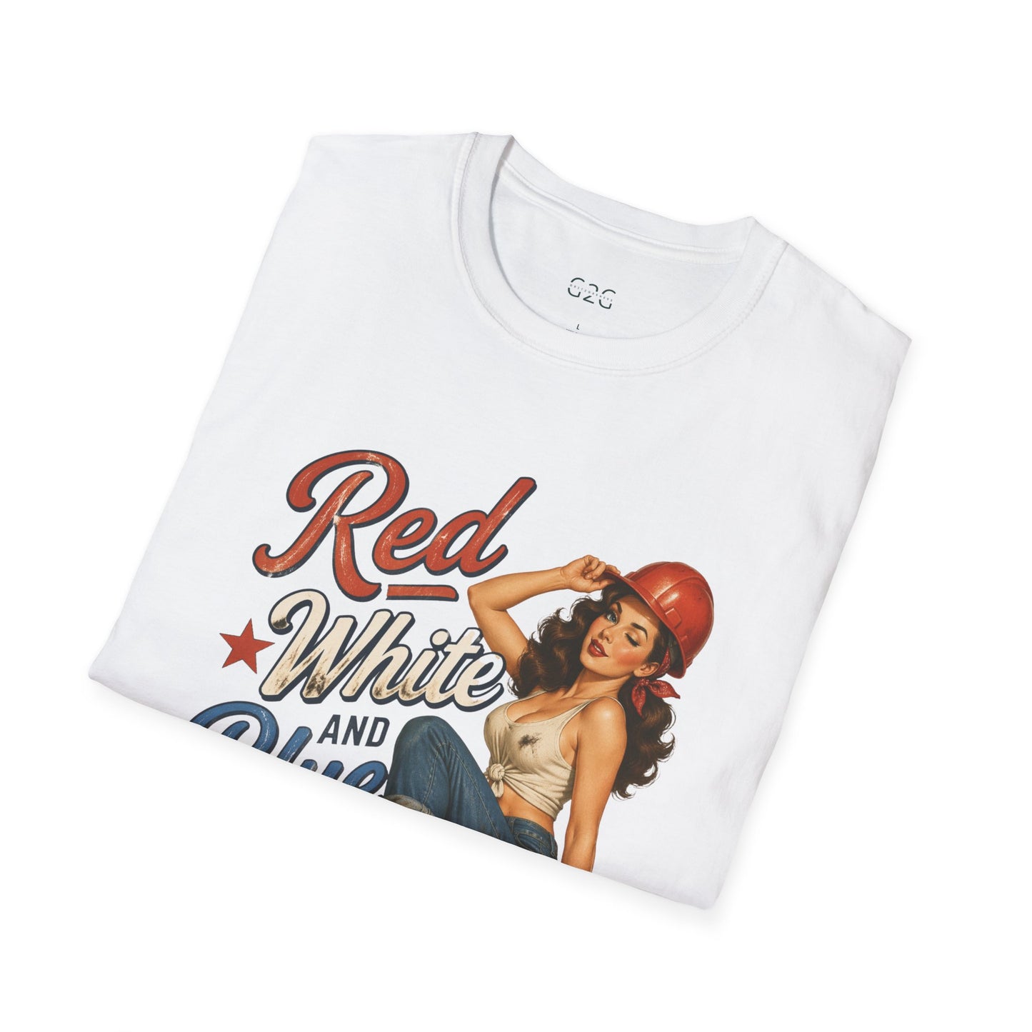 WOMENS Red White and Blue Collar T