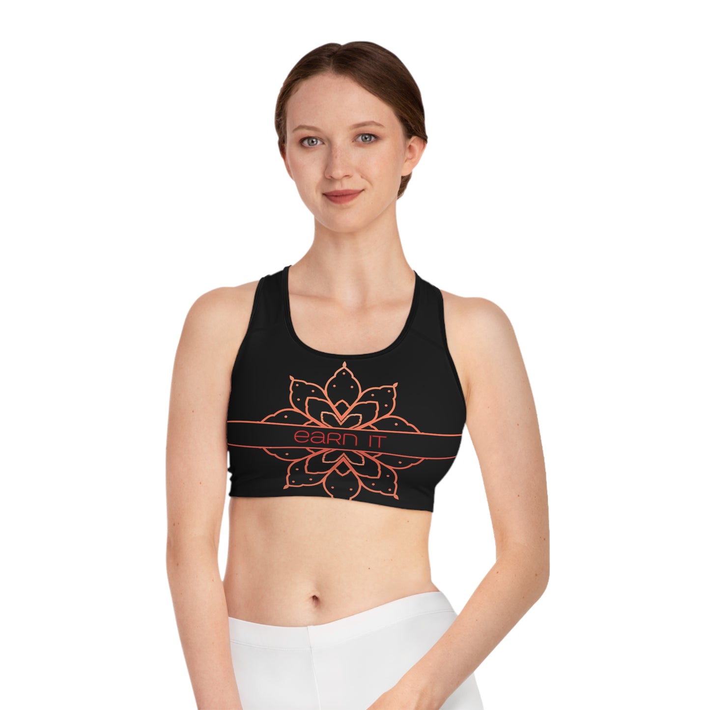 'Earn It' Motivational Sports Bra