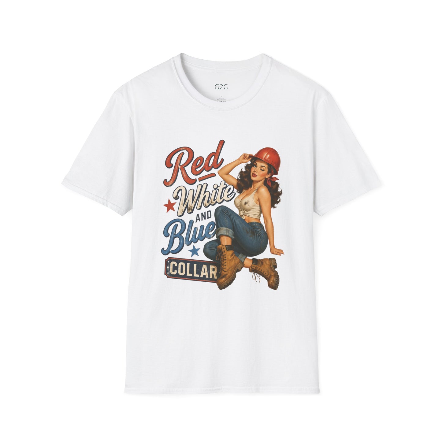 WOMENS Red White and Blue Collar T