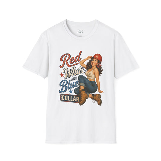 WOMENS Red White and Blue Collar T