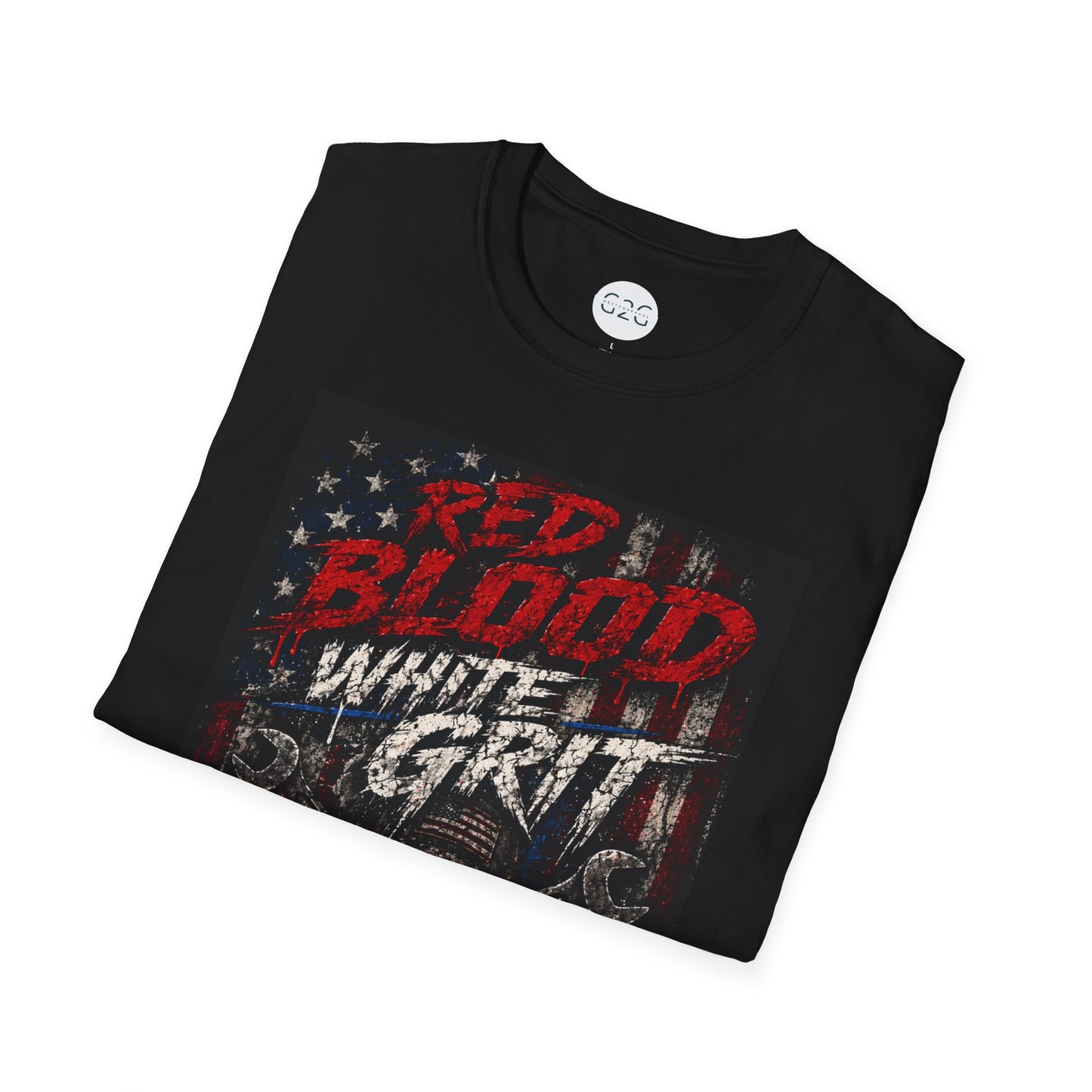 MENS 'Red Blood White Grit Blue Collar' T