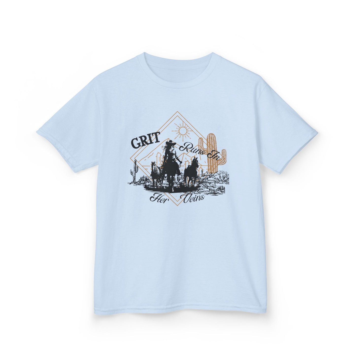Grit Runs in Her Veins Girls' - Durable Heavy Cotton T