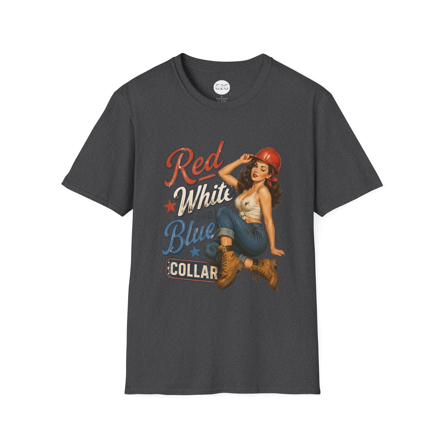 WOMENS Red White and Blue Collar T