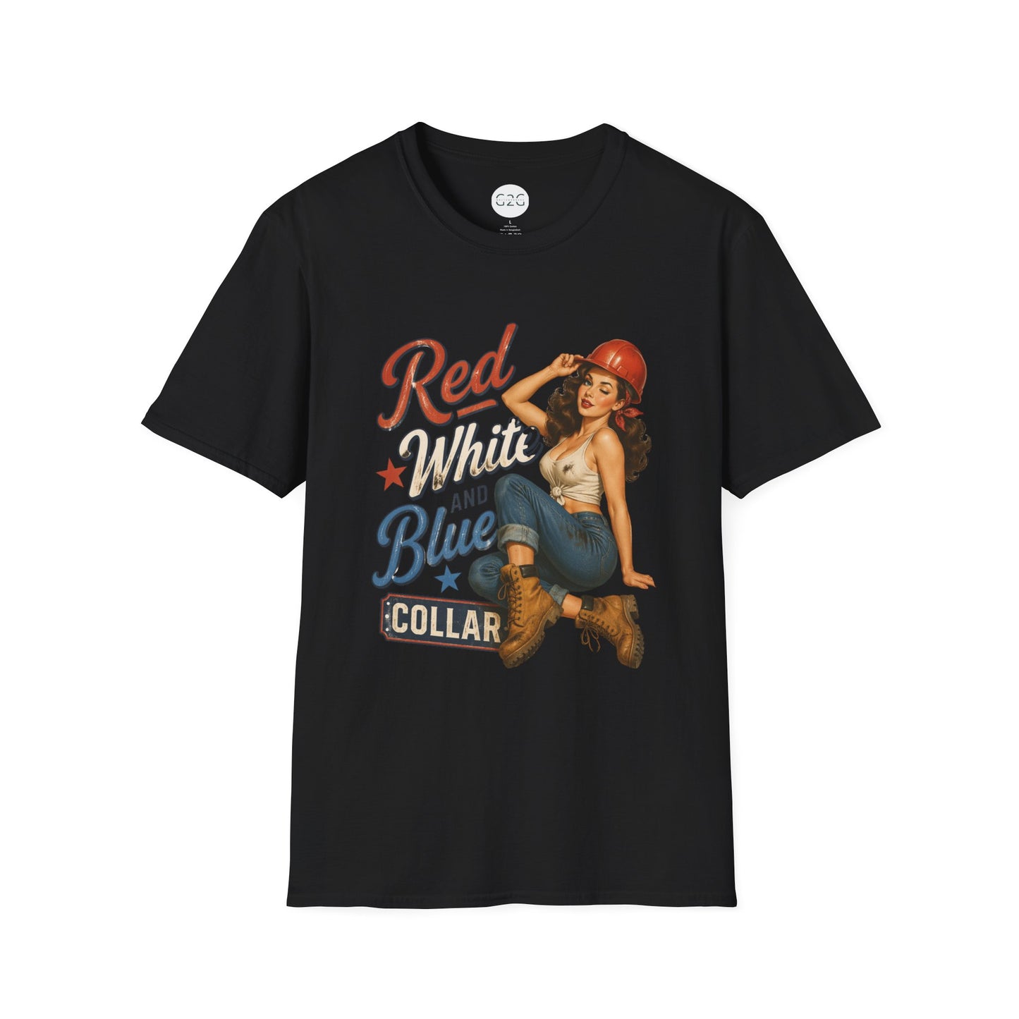 WOMENS Red White and Blue Collar T