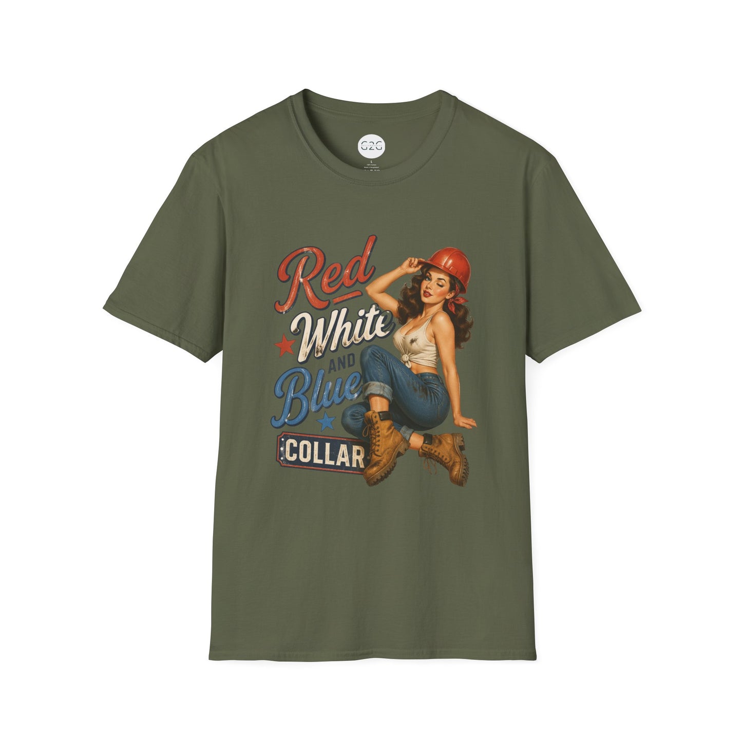 WOMENS Red White and Blue Collar T