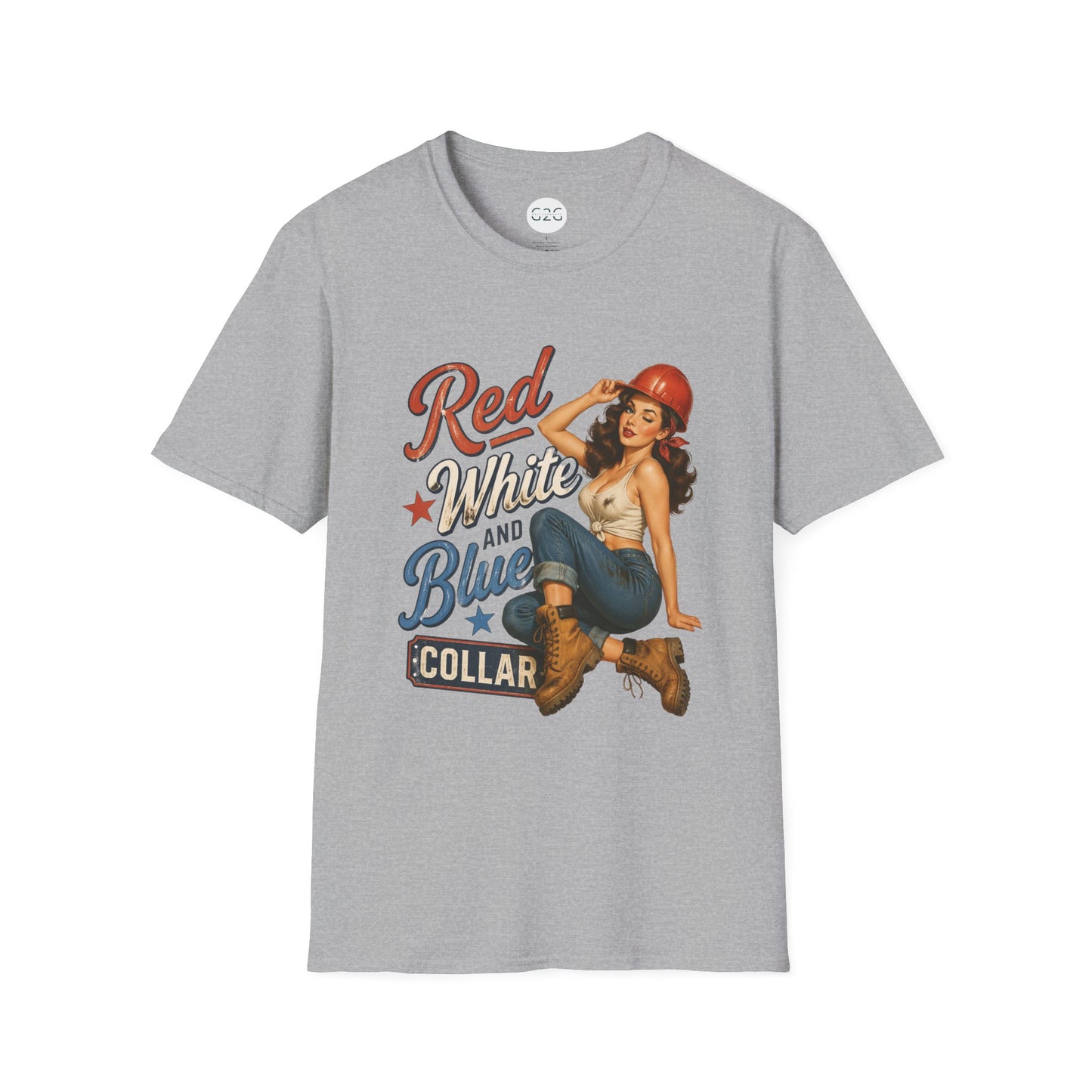 WOMENS Red White and Blue Collar T