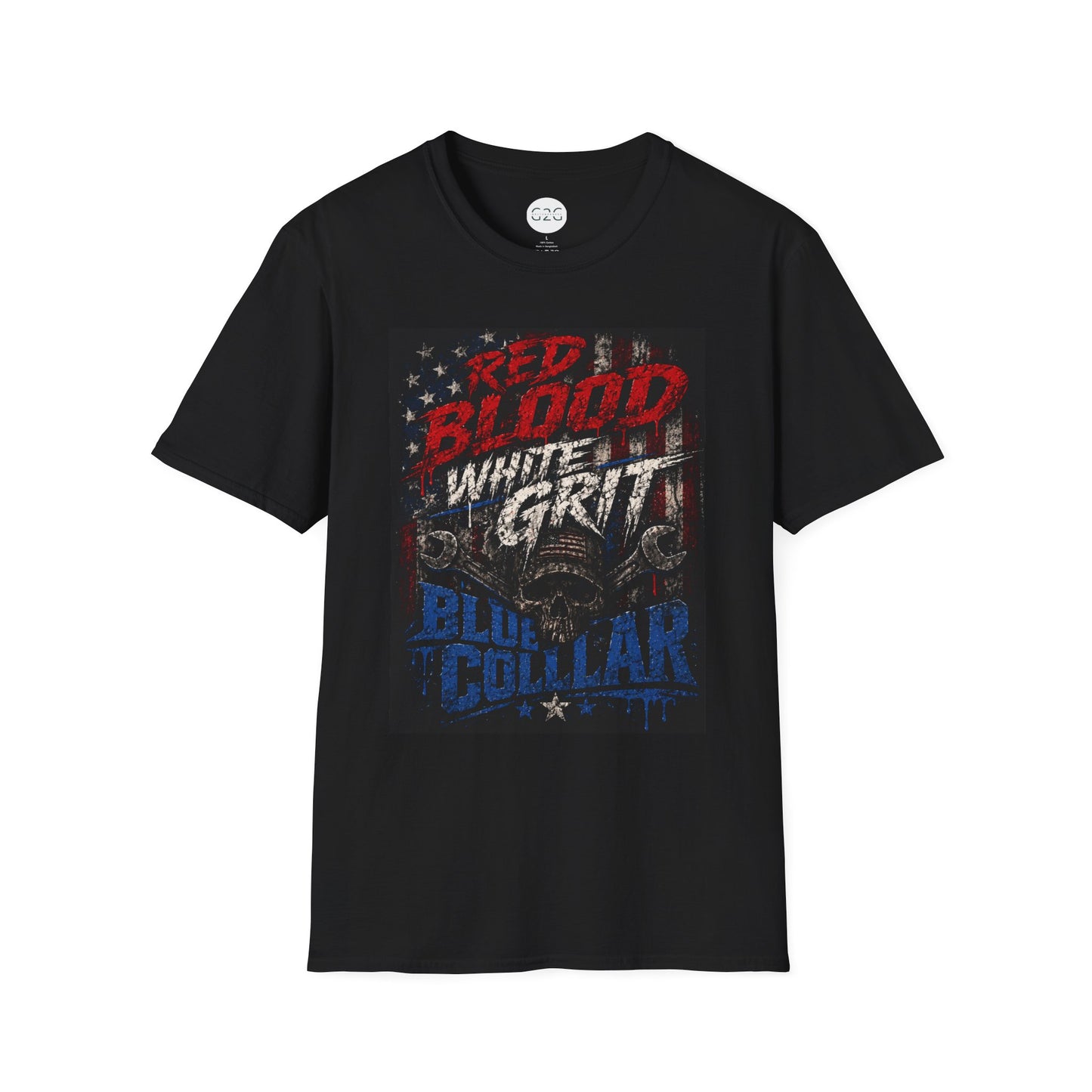 MENS 'Red Blood White Grit Blue Collar' T